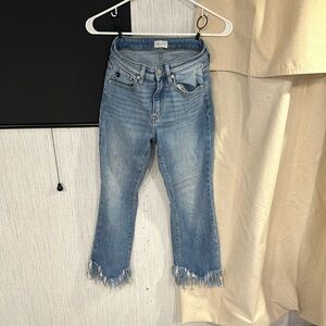 Gently used Kancan Distressed Fringe jeans size 1/24